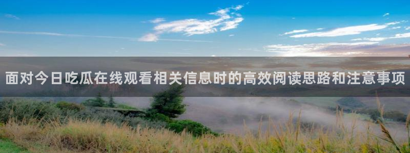 51吃瓜网址：面对今日吃瓜在线观看相关信息时的高效阅读思路和注意事项